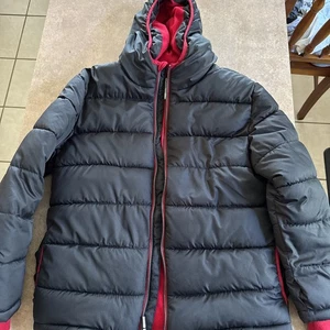 Youth XL, Hooded Warm Winter Jacket, Faded Glory, Black - Picture 1 of 8