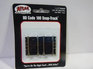 Atlas 825 HO Scale Code 100 STRAIGHT TRACK 1 1/2" Nickel Silver,Black Ties PKG - Picture 1 of 1