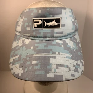 PELAGIC Visor Fishing Hat Digital Camouflage Blue Strap Adult Adjustable Strap - Picture 1 of 6