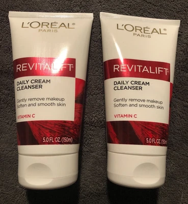 全新 批量 2 件 Loreal Revitalift 日常洁面乳 5 盎司 2 去除柔软彩妆 — 第 1/3 张图片