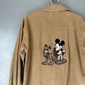 Vintage DISNEY STORE Youth Large Corduroy Mickey Pluto Adventure Jacket 90's - Picture 1 of 12