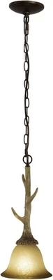 Vaxcel Lighting PD33057 Lodge 1 Light 7"W Antler Mini Pendant - Noachian Stone - Image 1 of 4