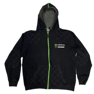 Chaqueta con Capucha Monster Energy Kawasaki 2XL Negra Verde Cremallera Completa Racing Moto X  - Imagen 1 de 9