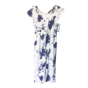 NWT Trixxi Girls 14-16 (XL) Jumpsuit Blue Pink Tie Dye Short Sleeve Wide Leg - Picture 1 of 3