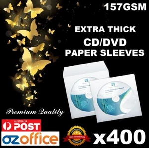 PREMIUM QUALITY 400 x CD DVD THICK Paper Sleeve Envelope 157GSM Clear Window - Afbeelding 1 van 3