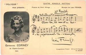 CPA Carte Postale France Partition musicale Quatre Rondels Watteau Germaine Corn - Picture 1 of 2