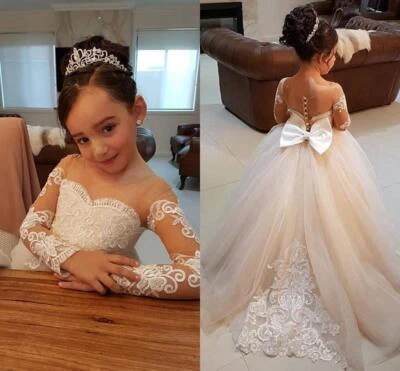 Flower Girl Dress Princess Formal Graduation Bridesmaid Wedding Party Long Dress - Image 1 of 4