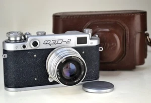 CUERPO AZUL OSCURO SOVIÉTICO URSS "FED-2" TELÉMETRO cámara + lente INDUSTAR-26m (1) - Imagen 1 de 9