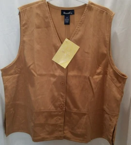 DENIM & CO. WOMEN'S NEW WITH TAGS BUTTON DOWN NO POCKETS VEST TAN SZ 2X # 2421 - Picture 1 of 7