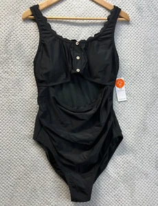 Charmo Women’s Swimsuit Size XL Black UPF 50+ One Piece Mid Back Padded - Picture 1 of 13