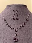 Beautiful set of jewelry necklace &amp; earrings set flower and design purple crysta