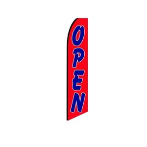 Open RedBlue Swooper Flutter Feather Flag | 3ft W x 11.5ft Tall - Picture 1 of 3