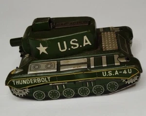 Vintage Frankonia Japanese Tinplate Tank Thunderbolt Toy Car Cap Action 1960s - Picture 1 of 7