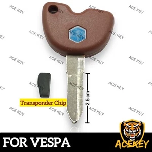 Blank Key For Vespa FLY 125 150 Brown With Transponder Chip - Bild 1 von 5