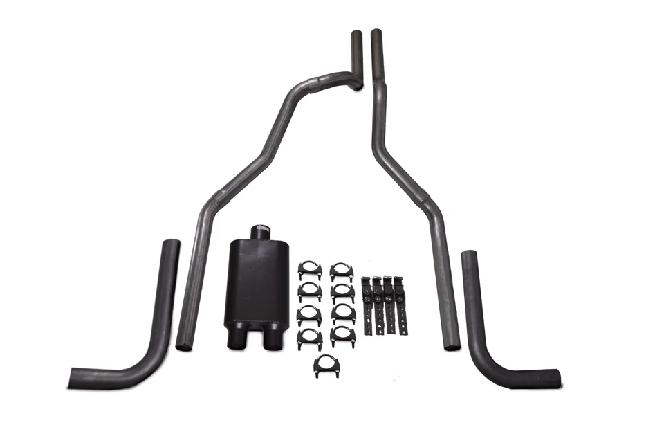 94-03 道奇 Ram 1500 2.5 英寸双卡车排气 2 个室消声器侧出口 — 第 1/1 张图片