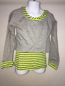 Faded Glory Niñas XS 4-5 Tanque con Top Suéter Verde con Rayas Negras Gris Sudor - Imagen 1 de 5