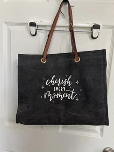 Most Wanted Tragetasche anthrazit grau schwarz Canvas "Cherish Every Moment" - Bild 1 von 4