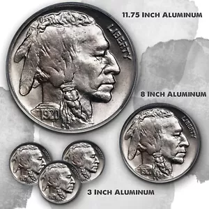Buffalo Nickel Indian Head Design Reproduction Aluminum Circle Sign - Picture 1 of 4