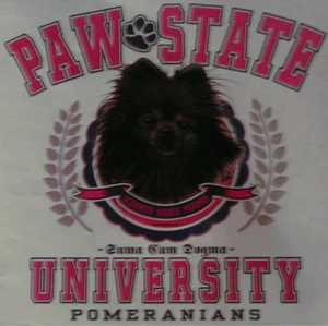 PAW STATE UNIVERSITY DOG BREEDS BLACK POMERANIAN SHIRT - Picture 1 of 5