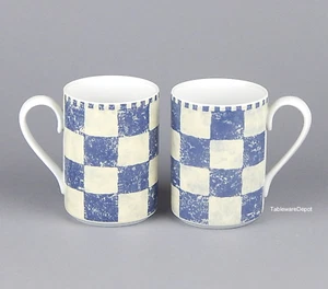 Dansk CHECKER BLUE, Set/s of (2) 10 oz. Mugs, MINT/UNUSED Condition! - Picture 1 of 3