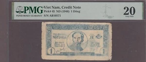 Vietnam North 1 Dong Tin Phieu Credit Note P-45 ND (1946) PMG 20 - Picture 1 of 2
