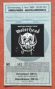 MOTORHEAD UNUSED TICKET STUB 1983 ANOTHER PERFECT TOUR LEMMY - Picture 1 of 1