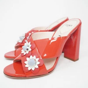 Fendi Damen Flower Spike Cross Strap Pantolette Sandalen in Rot Gr. 38 gebraucht - Bild 1 von 21