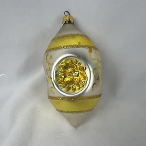 Vintage Weihnachtseinzug Merkur Glas Träne Glitzer Gold Silber Ornament - Bild 1 von 6