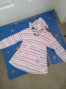 Disney Store Mickey Mouse Stripe swim cover up Hooded Girls Size 4 - Picture 1 of 13