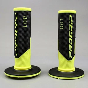 Pro Grip Progrip 801 Grips Flo Yellow Black Motocross Half Waffle Soft Density - Picture 1 of 3