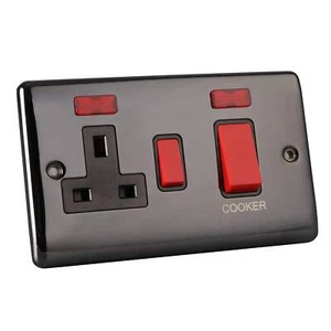 Caradok 45A switch neon 13A switched socket neon Black Nickel, Metal Switch - Picture 1 of 1