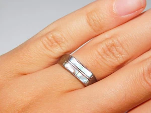 Sterling Silver Abalone Shell size 6.25 band style Ring 9g 66 - Picture 1 of 5