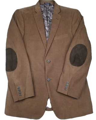 Adolfo Blazer Sport Coat Casual Jacket Men 42L Corduroy Tan Elbow Patch Academia - Image 1 of 4