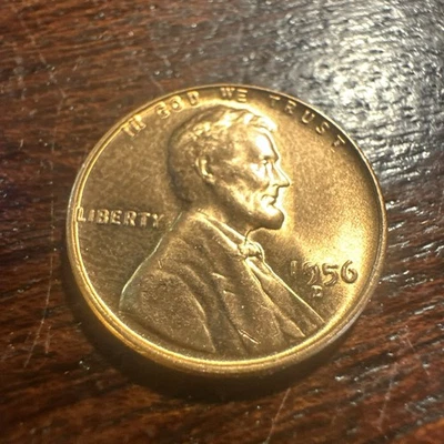 1956 D Lincoln Wheat Error Red BU, Die Chip On 9 Of Date & D/D Mint Mark (lot 15 - Image 1 of 4