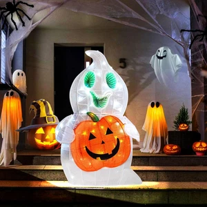 Halloween Decorations Outdoor Animated Ghost 128 Led Pre-Lit with Eyes Cute - Picture 1 of 12