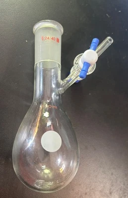 CS Labglass 200mL Schlenk Flask TS 24/40 Joint 2mm Glass Stopcock - Image 1 of 4