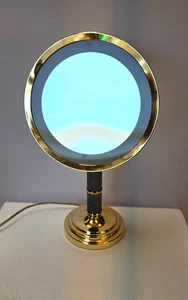 Vintage 90s Protronics Vanity Mirror Light Up Magnifying Brass Gold Tabletop - Picture 1 of 9