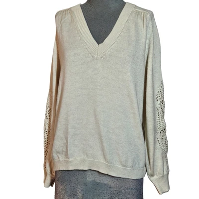 Suéter Skies Are Azul Crema Cuello en V Talla Pequeña  Foto 1 de 4