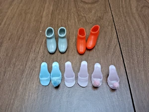 5 Pairs of Vintage Barbie Open Toe High Heel Shoes and Ankle Boots Japan - Picture 1 of 6
