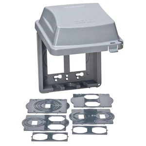 Cubierta de toma de corriente eléctrica resistente a la intemperie de 2 velocidades gris extra resistente para uso en exteriores - Imagen 1 de 3