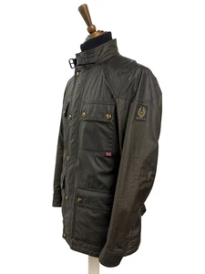 Belstaff England Wax Khaki Jacket Coat Size S (UK 36-38) Mens Italian 46 Green - Picture 1 of 17