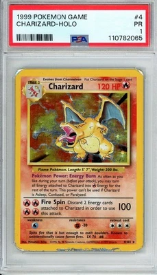 1999 POKEMON GAME #4 CHARIZARD HOLO PSA 1 - Image 1 of 2