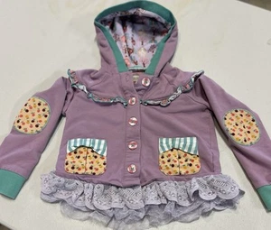 Matilda Jane Lavender Purple Jacket W/Hood Cute Pockets And Elbow Patches Size 4 - Picture 1 of 12