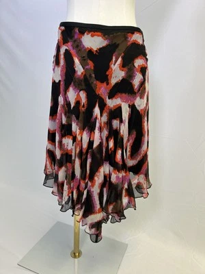 Saia midi de seda vintage Y2K Diane Von Furstenberg abstrata tamanho 2 - Imagem 1 de 4