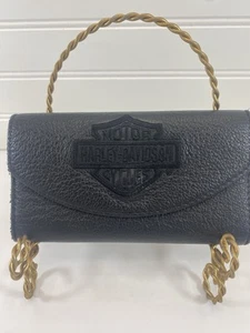 Harley Davidson Leather Wallet Checkbook Cover Credit Card Slots Coin Pouch - Picture 1 of 12