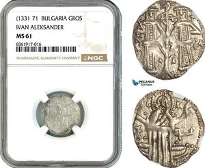 AK624, Bulgaria, Ivan Alexander, Gros ND (1331-71) Silver, NGC MS61 - Picture 1 of 1