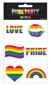 6 Rainbow Pride Tattoos - Gay Lesbian LGBT Parade Freedom Colour Temporary - Picture 1 of 1