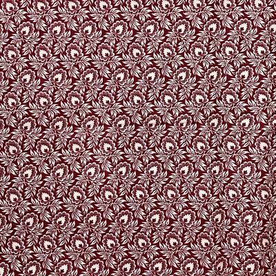 Marcus Bros Dk Red Floral Quilting Cotton Fabric APPROX 1yd Vintage 80s - Image 1 of 4