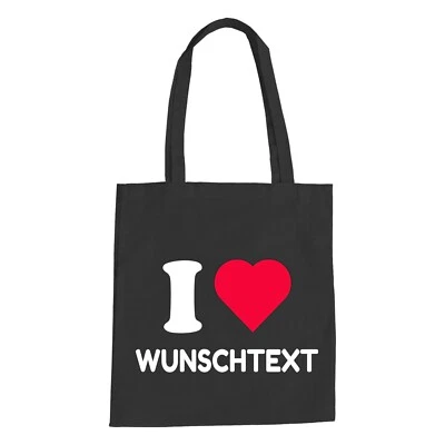 ABSENDA I Love Wunschtext Baumwolltasche - Wunschstadt Wunschname Stadt Name Geschenk