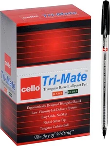 Cello Ballpoint Pens, Smooth Writing Action - Medium Point (1.0mm)Black,Blue,Red - Picture 1 of 20